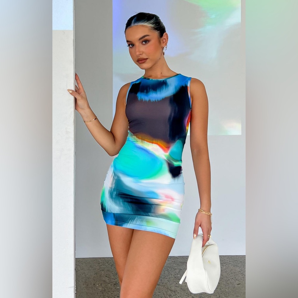 White Fox Boutique ♥️ From The Past Mini Dress - Ice Aura Blue
